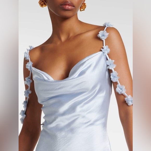 Satin flower maxi dress - Picture 3 of 6